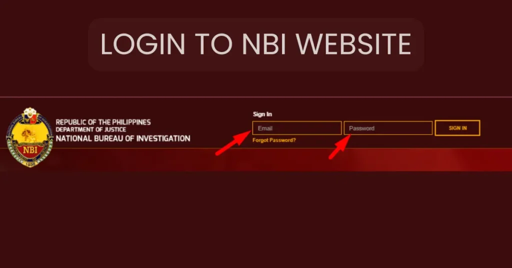 NBI Website Login in process