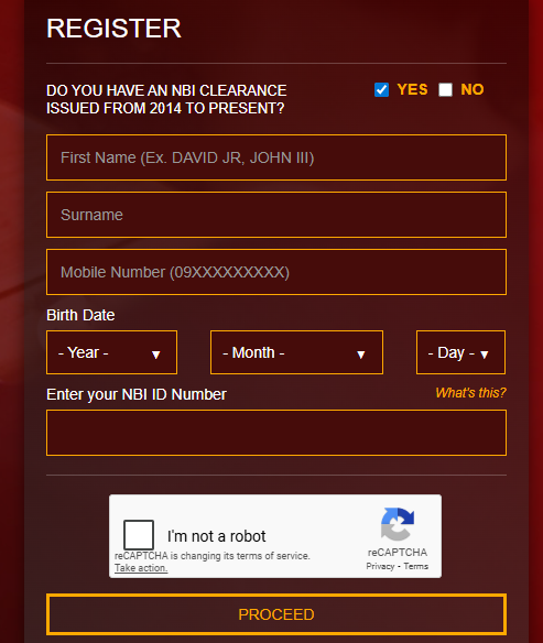 NBI Appointment Registration Form