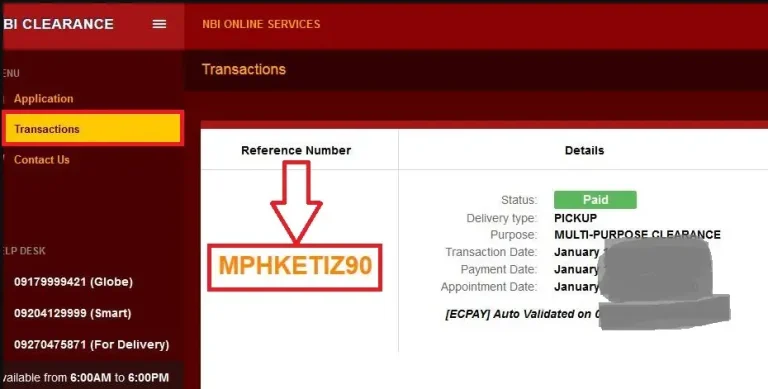 NBI Reference number step 4